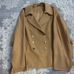 Adrienne Vittadini Double Breasted Camel Cape coat